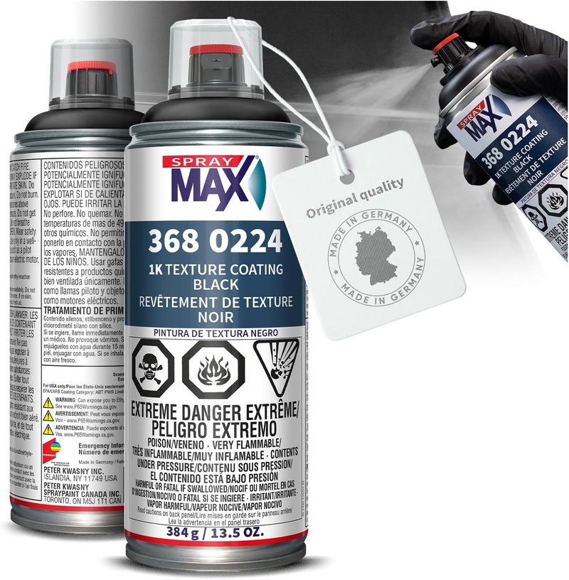 Spray max 3680224 1K Black Texture Coating for Plastic Bumpers, Trim Strips and Various Plastic Parts - Image 1